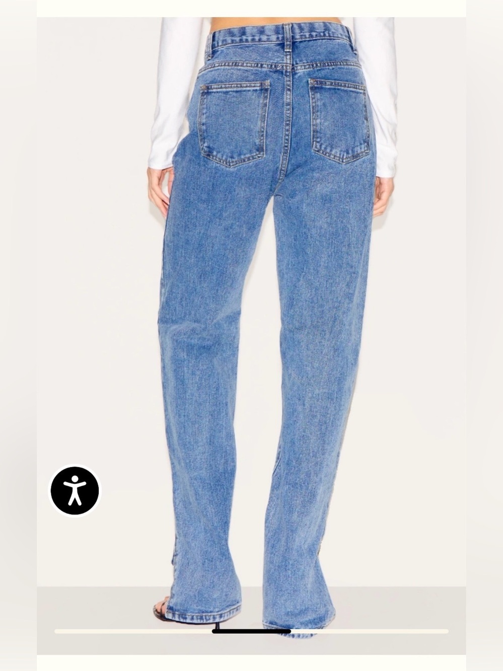 Pretty Little Thing Classic High-Rise Straight Leg Blue Jeans w/ side split Sz4 - Picture 3 of 7